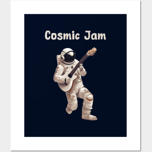 Astronaut playing guitar Posters and Art